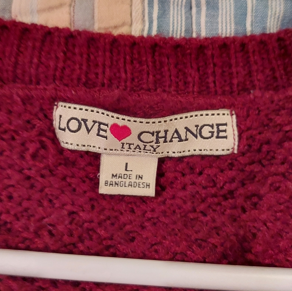 Love Change knit cardigan with pockets- burgundy/wine color - Picture 4 of 4